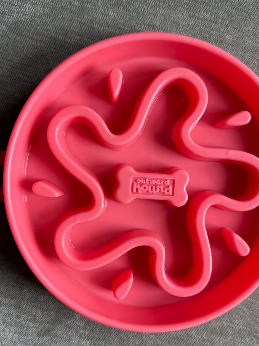 Outward Hound orange pink Slow-Feed Maze Bowl